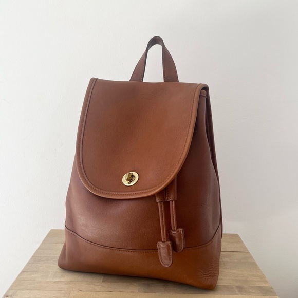 Vintage Coach 9791 British Tan/Brown Drawstring Backpack Daypack - Picture 1 of 7